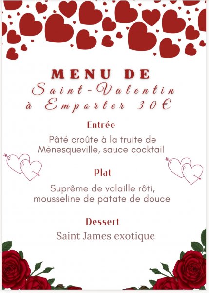 Menu de Saint-Valentin à emporter