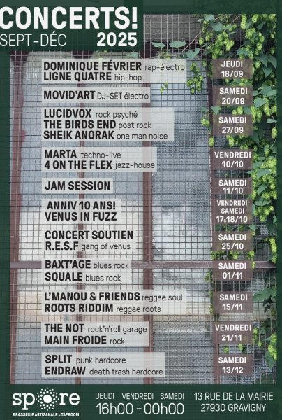 Concerts à la brasserie Spore