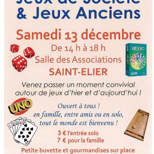 Après-midi jeux de société et jeux anciens à Saint-Elier, 13.12.2025
