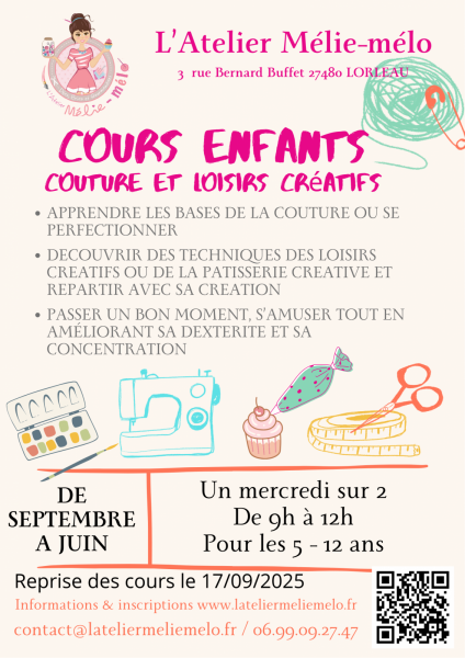 Cours réguliers pour enfants – couture et loisirs créatifs