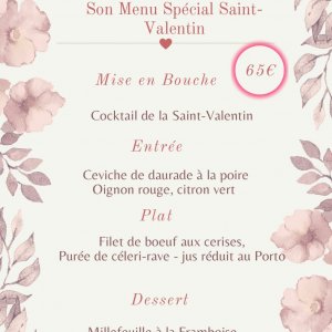 Menu Spécial Saint-Valentin