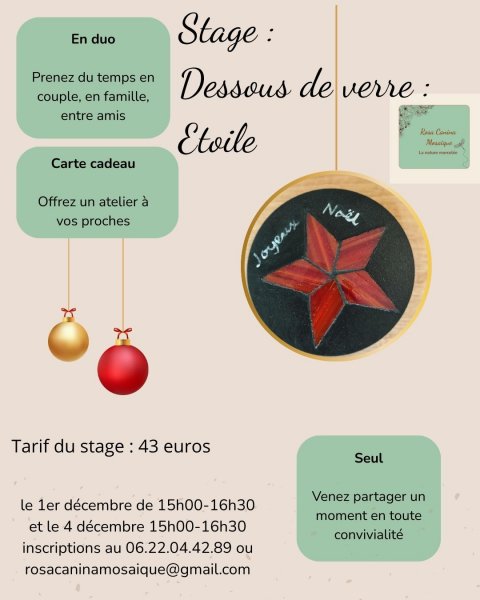 Stage dessous de verre étoile