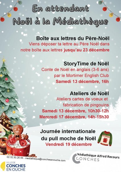 En attendant Noël à la médiathèque, 13 – 17 et 19.12.2025