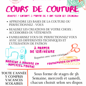 Cours réguliers de couture adultes/enfants