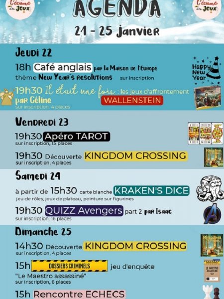 Café anglais, apéro tarot et quizz Avengers à l&rsquo;Ecume des jeux