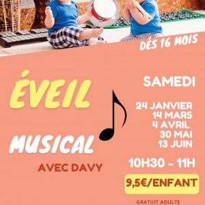 Eveil musical avec Davy, janvier à juin 2026, (dès 16 mois)