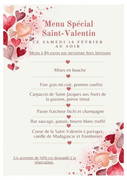 Menu Spécial Saint-Valentin 2026